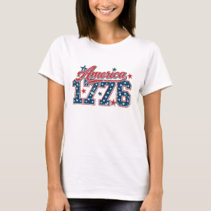 Camiseta Estilo de bandera estadounidense 1776 de América c