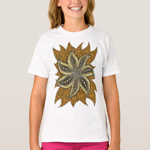 Camiseta Estilo de Batik Floral Resumen Africano
