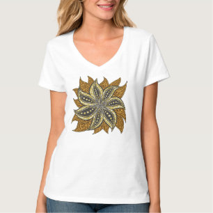 Camiseta Estilo de Batik Floral Resumen Africano