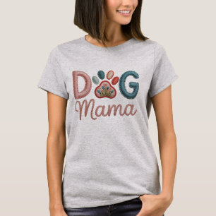 Camiseta Estilo de Bordado Mamá Perro - Día de la Madre