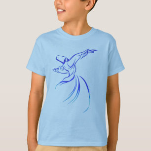 Camiseta Estilo de caligrafía derviche en tono azul arte ve