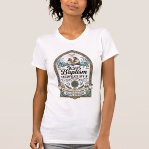 Camiseta Estilo de Certificado de Bautismo de Jesús Certifi