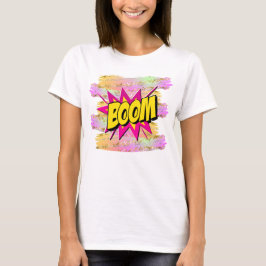 Camiseta Estilo de comedia Pop Art Retro Amarillo caliente