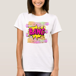 Camiseta Estilo de comedia Pop Art Retro Amarillo Hot Pink