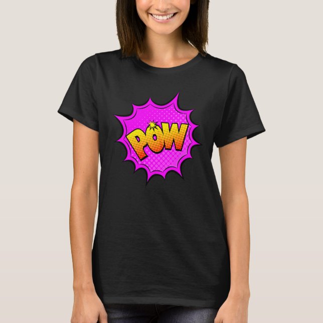 Camiseta Estilo de comedia Pop Art Retro Amarillo Morado Ma (Anverso)
