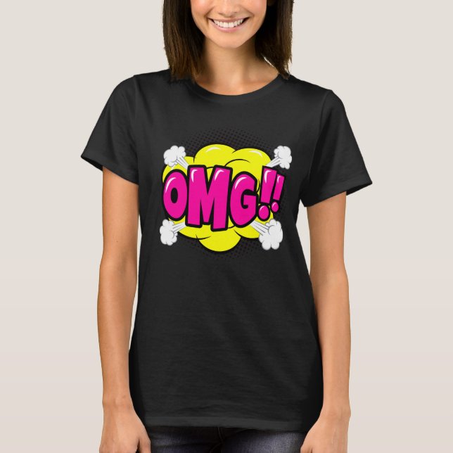 Camiseta Estilo de comedia Pop Art Retro Amarillo Rosa Mora (Anverso)