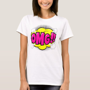 Camiseta Estilo de comedia Pop Art Retro Amarillo Rosa Mora