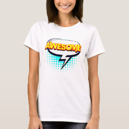 Camiseta Estilo de comedia Pop Art Retro Aqua Yellow AWESOM