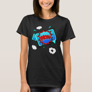 Camiseta Estilo de comedia Pop Art Retro Azul WOW