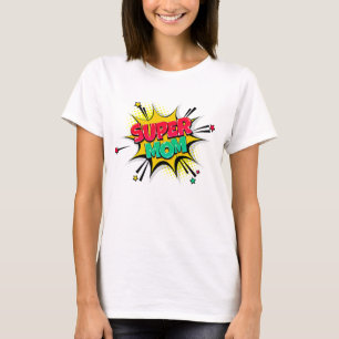 Camiseta Estilo de comedia Pop Art Retro Rojo SUPERMOM