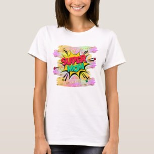 Camiseta Estilo de comedia Pop Art Retro Rojo SUPERMOM