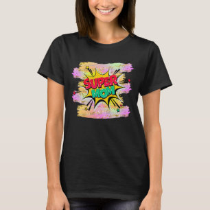 Camiseta Estilo de comedia Pop Art Retro Rojo SUPERMOM T-Sh