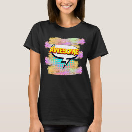 Camiseta Estilo de comedia Pop Art Retro Yellow AWESOME