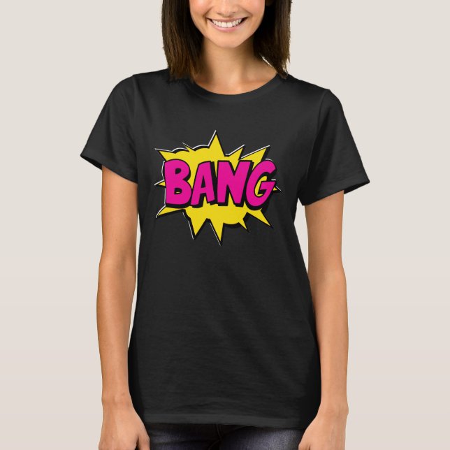 Camiseta Estilo de comedia Pop Art Retro Yellow Hot Pink BA (Anverso)