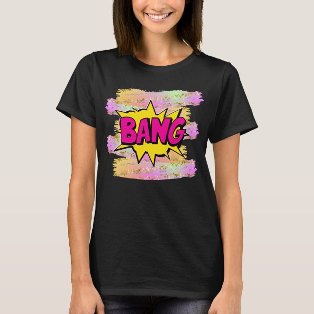 Camiseta Estilo de comedia Pop Art Retro Yellow Hot Pink BA (Anverso)