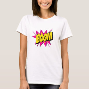 Camiseta Estilo de comedia Pop Art Retro Yellow Hot Pink BO