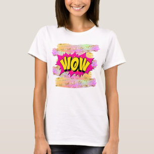 Camiseta Estilo de comic Pop Art Retro Amarillo cálido WOW