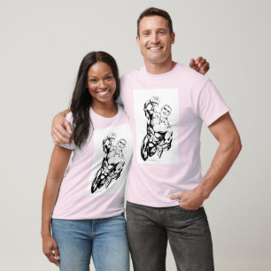 Camiseta Estilo de cómic - Volando hacia arriba, negro y bl