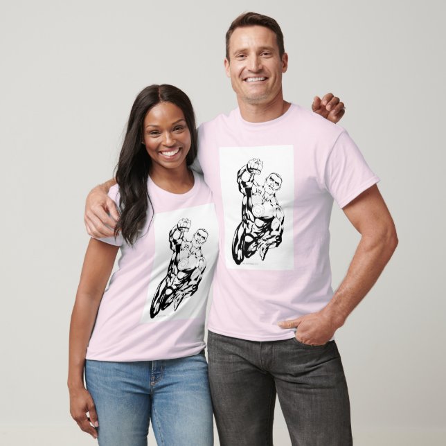 Camiseta Estilo de cómic - Volando hacia arriba, negro y bl (Unisexo)