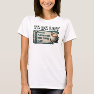 Camiseta Estilo de Declaración COFFEE JUGAR CON PERRO Oro C