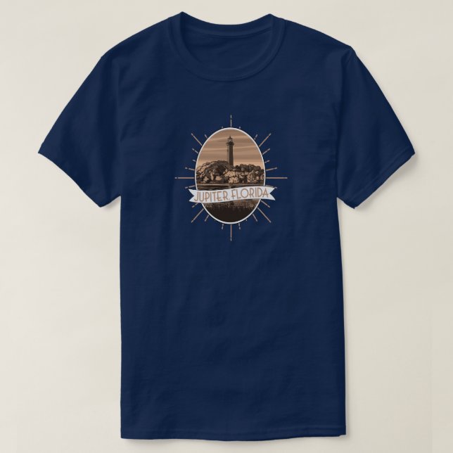 Camiseta Estilo de época de Júpiter Florida con faro (Diseño del anverso)