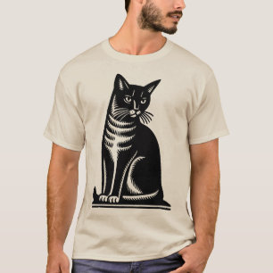 Camiseta Estilo de grabado en madera de felino noble