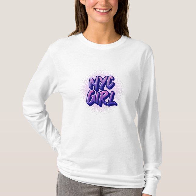 Camiseta Estilo de graffiti Chica de NYC (Anverso)