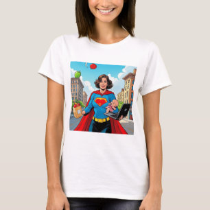 Camiseta Estilo de historietas "Super Mom" Retro