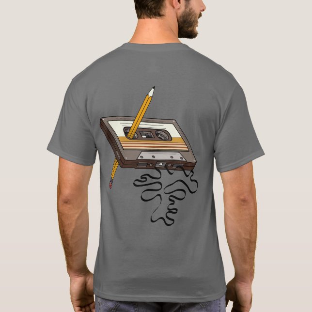Camiseta Estilo de la cinta Cassette Retro Rewind 80 (Reverso)