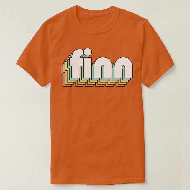 Camiseta Estilo de la tipografía arcoiris retro fino (Diseño del anverso)