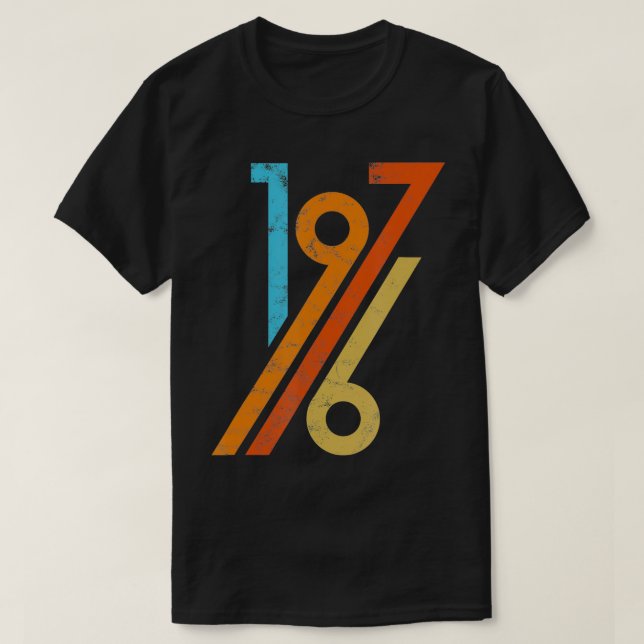 Camiseta Estilo de la vendimia de cumpleaños 70 1976 (Diseño del anverso)