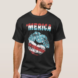 Camiseta Estilo de la vendimia Lámparas de besos de bandera