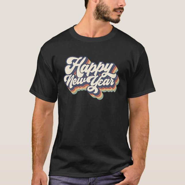 Camiseta Estilo de los años 80 del Viejo 70 Feliz Año Nuevo (Anverso)