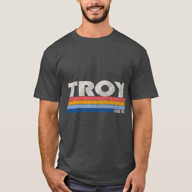 Camiseta Estilo de los años 80 Troy NY Premium (Anverso)