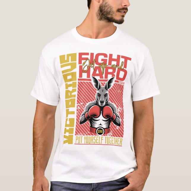 Camiseta Estilo de Moda Boxeador Canguro Arte Diseño (Anverso)