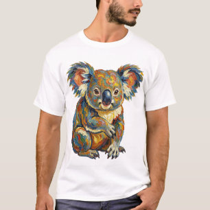 Camiseta Estilo de pintura al óleo vibrante koala impasto c