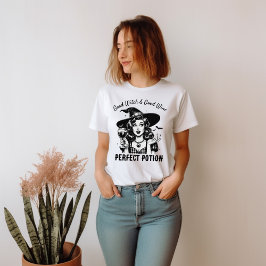 Camiseta Estilo de Pinup Retro de Vidrio de Bruja