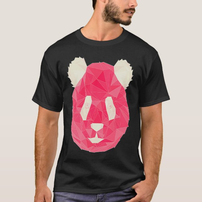 Camiseta Estilo de polígono rosa panda (Anverso)