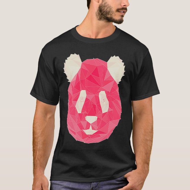 Camiseta Estilo de polígono rosa panda (Anverso)