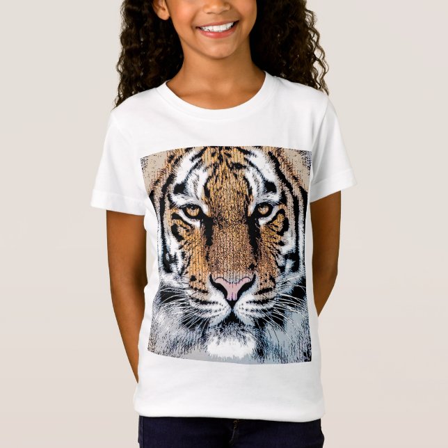 Camiseta Estilo de prensa gráfico de retrato de tigres salv (Anverso)