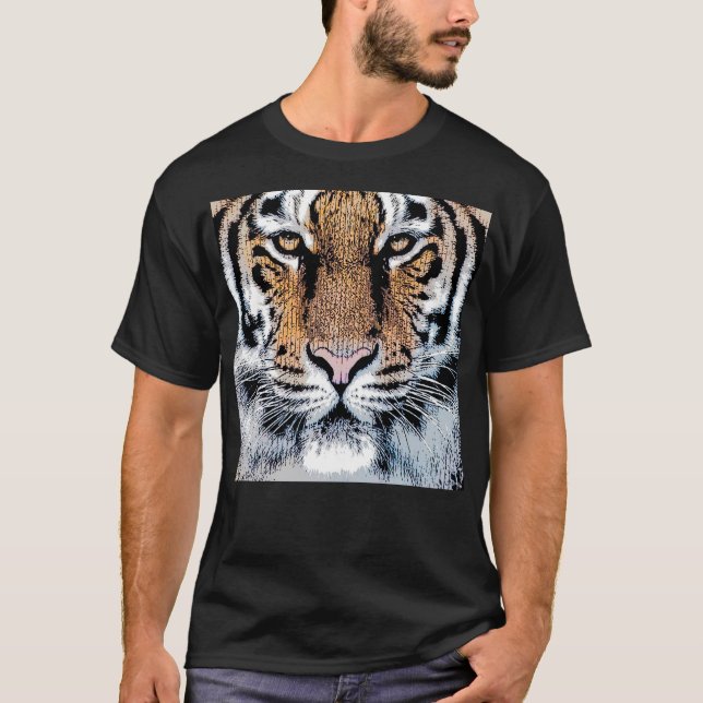 Camiseta Estilo de prensa gráfico de retrato de tigres salv (Anverso)