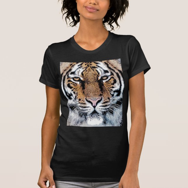 Camiseta Estilo de prensa gráfico de retrato de tigres salv (Anverso)