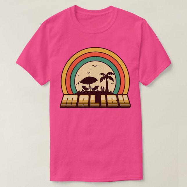 Camiseta Estilo de sol retro de la playa de Malibu (Diseño del anverso)