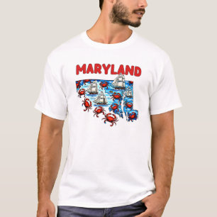 Camiseta Estilo de tatuaje de contorno de estado de Marylan
