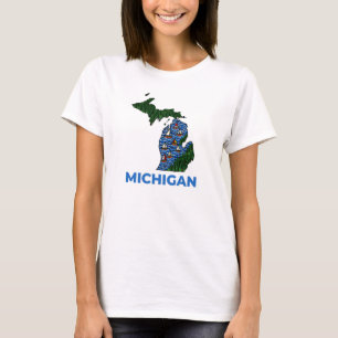 Camiseta Estilo de tatuaje de contorno de Michigan