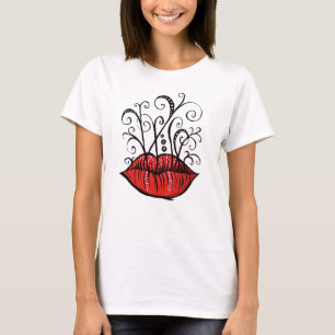 Camiseta Estilo de tatuaje de dibujos de tinta de labios ra