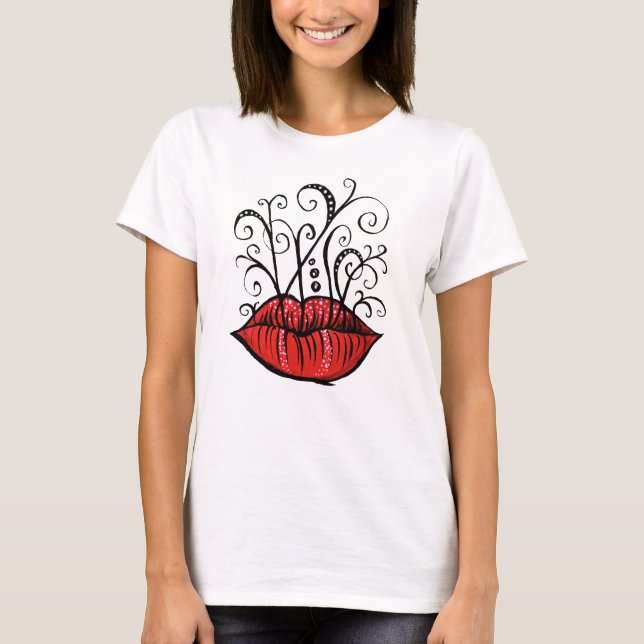 Camiseta Estilo de tatuaje de dibujos de tinta de labios ra (Anverso)