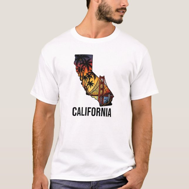 Camiseta Estilo de tatuaje de esquema de estado de Californ (Anverso)