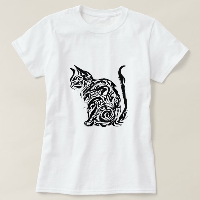 Camiseta Estilo de tatuaje de gato (Diseño del anverso)