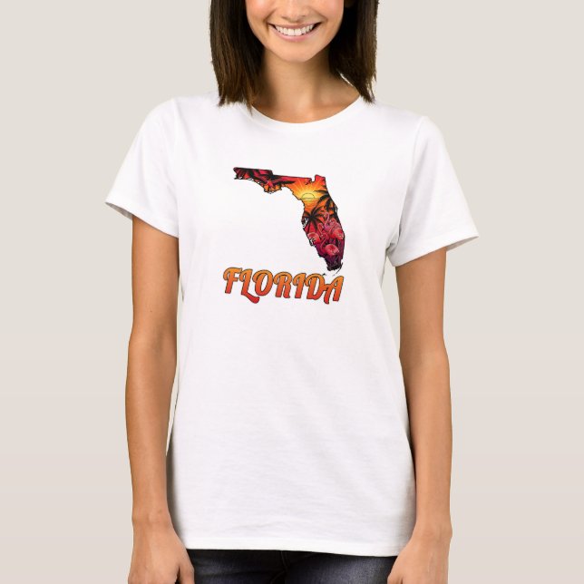 Camiseta Estilo de tatuaje de palmeras de estado de Florida (Anverso)